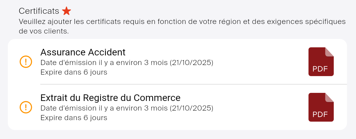 rappels avant expiration des certificats